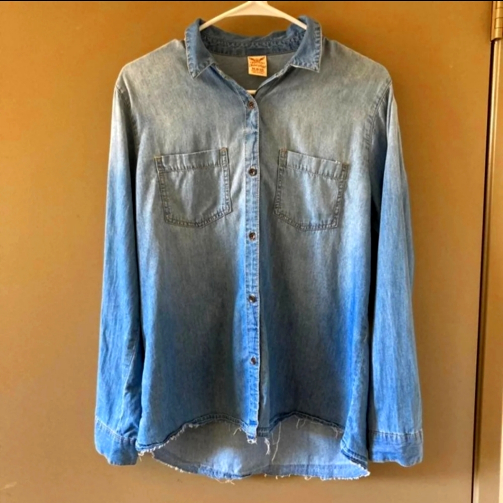 High low denim shirt